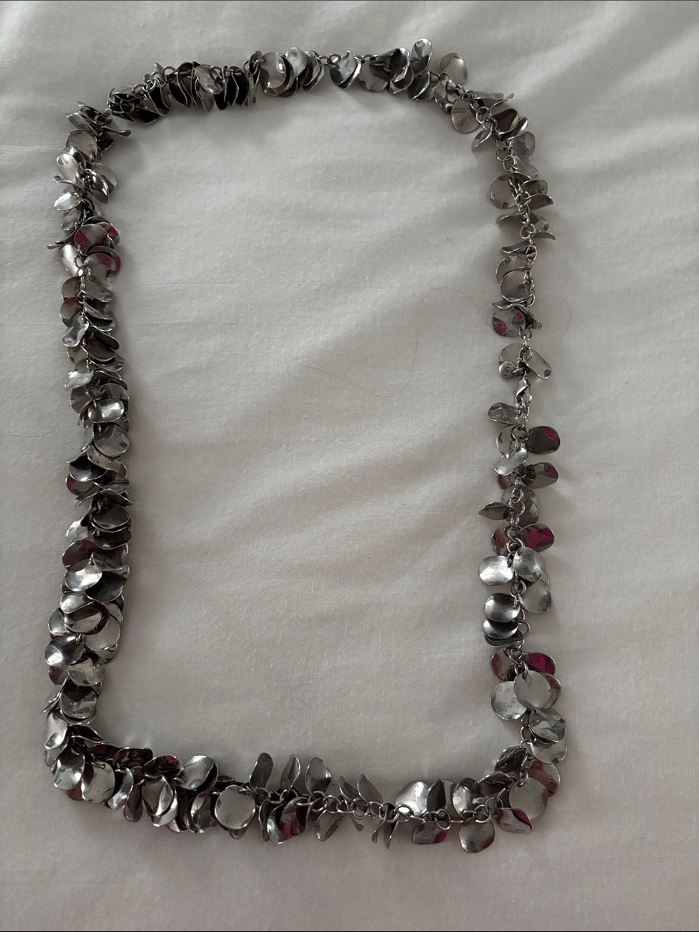 LOFT Shimmering Silver Disc Cluster Necklace